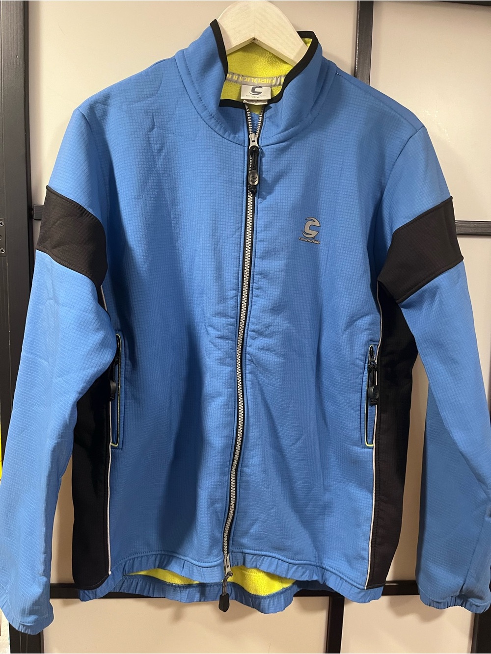Vintage Cannondale Fleece Lined Cycling Jacket Blue Black Made in USA Large